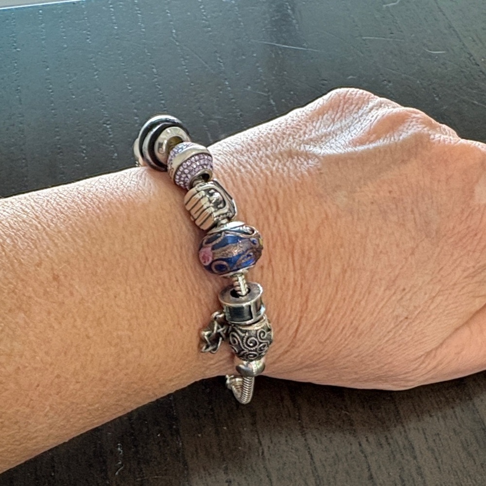 Zable Sterling Silver and Purple Beaded Bracelet